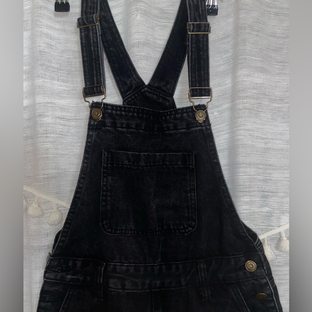 Fashion nova wide pant overalls, black, size small, Jean